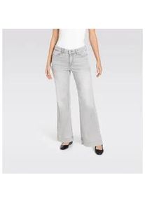 Weite Jeans MAC "DREAM WIDE", Damen, Gr. 38, L&auml;nge 32, ash grau washed, Denim/Jeans, Obermaterial: 75% Baumwolle, 12% Modal, 9% Polyester, 4% Elasthan, figurumspielend kn&ouml;chellang, Jeans, mit weitem Bein-Stretch
