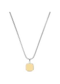 Kette mit Anh&auml;nger Amor "quadratisch", edelstahlfarben, gelbgoldfarben, Halsketten, Herren, Edelstahl, L: 55 B: 2mm, B:2mm