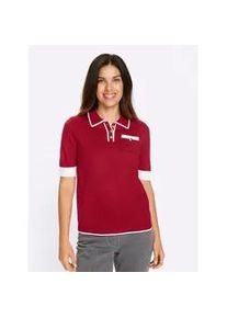 Kurzarmpullover Classic Basics "Polopullover", Damen, Gr. 56, wei&szlig;, marine, 100% Polyacryl, gemustert, mehrfarbig, Pullover