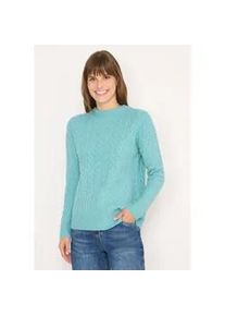 Strickpullover Cecil, Damen, Gr. XL (44), conifere gr&uuml;n melange, Web, 37% Baumwolle, 34% Polyacryl, 26% Polyester, 3% Elasthan, unifarben, comfort fit normal, hoch geschlossener Ausschnitt, Rippb&uuml;ndchen, Pullover Strickpullover, mit Strickmuster