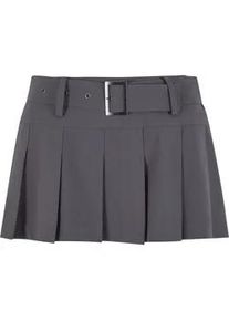 Sommerrock Urban Classics "Urban Classics Ladies Pleated Skirt", Damen, Gr. M, schwarzstone, 50% Polyester, 50% Viskose, unifarben, normal, R&ouml;cke