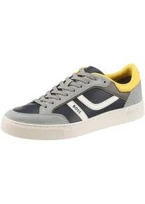 Sneaker BOSS ORANGE "Rhys_Tenn_pumi", Herren, Gr. 44, blau, grau, Lederimitat, unifarben mit Farbeins&auml;tzen, Schuhe Sneaker, Freizeitschuh, Halbschuh, Schn&uuml;rschuh mit farbigen Bes&auml;tzen