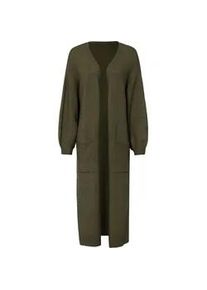 Strickjacke bonprix "Oversize-Strickjacke in Midil&auml;nge", Damen, Gr. 40/42 (M), gr&uuml;n (dunkeloliv), Obermaterial: 75% Polyacryl, 22% Polyester, 3% Elasthan, oversize, Strickjacken Strickjacke, weite Passform, Midil&auml;nge, aus Polyacryl, Polyester und Elasthan