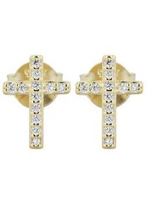 Adelia&acute;s Paar Ohrh&auml;nger ADELIA ́S "Damen Ohrringe &ndash; Ohrstecker aus 925 Silber mit Zirkonia", Damen, Gr. Damen, Silber 925 (Sterlingsilber), gold, Ohrringe, Ideal als Geschenk &ndash; dezent und elegant