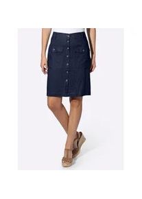 Sommerrock Heine, Damen, Gr. 34, marine, 55% Leinen, 45% Viskose, unifarben, knielang, R&ouml;cke