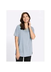 Longshirt Classic Basics "Longshirt", Damen, Gr. 40, hellblau, 100% Baumwolle, unifarben, Rundhals, Shirts Longshirt