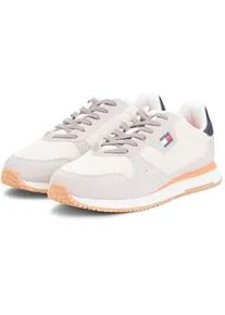 Tommy Hilfiger Sneaker TOMMY JEANS "TJM EVA RUNNER LEATHER", Herren, Gr. 46, beige, Textil, Veloursleder, kontrastfarbene Details, Schuhe Sneaker, Freizeitschuh, Halbschuh, Schn&uuml;rschuh mit seitlicher Logoflagge