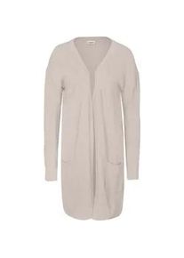 Longstrickjacke bonprix, Damen, Gr. 36/38 (S), grau (steingrau), Strick, Obermaterial: 100% Polyacryl, unifarben, l&auml;ssig geschnitten h&uuml;ftbedeckend, Rundhals, Rippb&uuml;ndchen, Strickjacken Longstrickjacke, l&auml;ssig geschnitten, h&uuml;ftbedeckende L&auml;nge, mit aufgesetzten Taschen