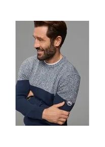 MAN'S WORLD Rundhalspullover MAN'S WORLD "Neue Kollektion Highlight melierter Look", Herren, Gr. 3XL (64/66), blau melange, Strick, Obermaterial: 50% Baumwolle, 50% Polyacryl, meliert, regular fit normal, Rundhals, Pullover Rundhalspullover, aus Strick, mit Rundhalsausschnitt, regul&auml;re Passform, mit Langarm