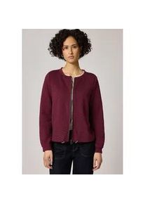 Cardigan Street One, Damen, Gr. 40, truffle rot, Stoff, 70% Polyester, 25% Viskose, 5% Elasthan, Strukturmuster, normal normal, Rundhals, B&uuml;ndchen, Strickjacken, mit Struktur