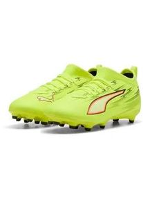 Fu&szlig;ballschuh Puma "ULTRA 6 MATCH FG/AG JR", Kinder, Gr. 38,5, gelb alert, Puma schwarz, glowing rot, lime squeeze, Synthetik, Schuhe Fu&szlig;ballschuh, mit Schn&uuml;rung, niedrige Schuhh&ouml;he, Obermaterial aus Synthetik
