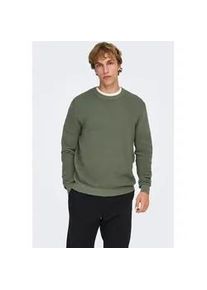 Only & Sons Rundhalspullover ONLY & SONS "ONSRON REG LS CREW NECK KNIT NOOS", Herren, Gr. M, castor gray, Strick, Obermaterial: 100% Baumwolle, unifarben, regular fit normal, Rundhals, B&uuml;ndchen, Pullover Rundhalspullover, Baumwolle, regular fit