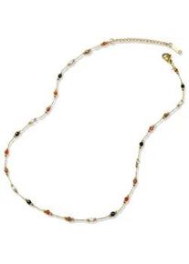 Collier Firetti "Schmuck Geschenk Edelstahl Halsschmuck Halskette Edelstein", gelbgoldfarben, cognac, gr&uuml;n, blau, gelb, hellgrau, wei&szlig;, Halsketten, Damen, Edelstahl, L: 45, Collier, Made in Germany - mit Achat
