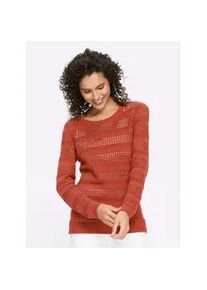 Ajourpullover Heine "Pullover", Damen, Gr. 36, terra, 100% Baumwolle, unifarben, Pullover