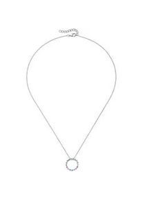 Kette mit Anh&auml;nger Firetti "Schmuck Geschenk Silber 925 Halsschmuck Ankerkette Kreis rund", silberfarben, ros&eacute;, blau, gr&uuml;n, rose peach, lavendel, pink, Halsketten, Damen, Silber 925 (Sterlingsilber), L: 45 B: 1mm, mit Zirkonia (synth.), Korund (synth.), B:1mm