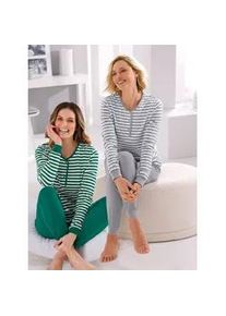 w&auml;schepur Schlafanzug W&Auml;SCHEPUR, Damen, Gr. 48/50, gr&uuml;n, wei&szlig;, steingrau, wei&szlig;, 100% Baumwolle, Homewear-Sets Schlafanzug