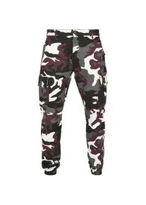 Cargohose Urban Classics "Urban Classics Herren Camo Cargo Jogging Pants 2.0", Herren, Gr. 32, Normalgr&ouml;&szlig;en, wine camo, 98% Baumwolle, 2% Elasthan, loose fit, Hosen Cargohose
