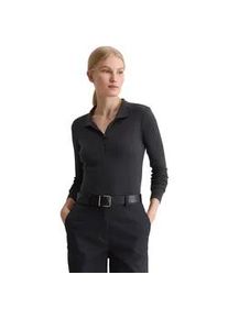 Marc O'Polo Langarm-Poloshirt MARC O'POLO "aus Organic-Cotton-Modal-Mix", Damen, Gr. L, deep night blau, Obermaterial: 52% Baumwolle, 48% Modal, unifarben, regular fit, normaler Saum, Shirts