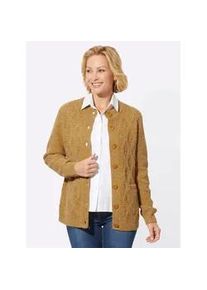 Strickjacke Classic Basics, Damen, Gr. 48, gelb (ocker, meliert), 75% Polyacryl, 19% Polyamid, 6% Polyester, meliert, Strickjacken Strickjacke