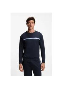 Sweatshirt BOSS "Authentic", Herren, Gr. L, dunkelblau 403, Sweatware, Obermaterial: 100% Baumwolle, unifarben, regular fit normal, Rundhals, B&uuml;ndchen, Sweatshirts Sweatshirt, aus Baumwoll-Terry mit Streifen und Logo