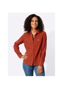 Langarmbluse Casual Looks, Damen, Gr. 44, rostrot, 100% Baumwolle, unifarben, Blusen