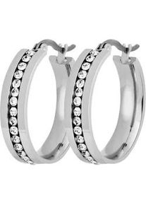 Adelia&acute;s Paar Creolen ADELIA ́S "Damen Ohrringe &ndash; Creole aus Edelstahl mit Strass", Damen, Gr. Damen, Edelstahl, silber, Ohrringe, Ein stilvolles Geschenk f&uuml;r besondere Momente