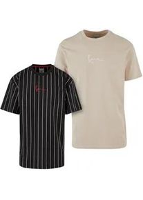 T-Shirt Karl Kani "Karl Kani Herren", Damen, Gr. S, schwarz, sanftes wei&szlig;, 100% Baumwolle, gestreift, oversize, Rundhals, Shirts T-Shirt