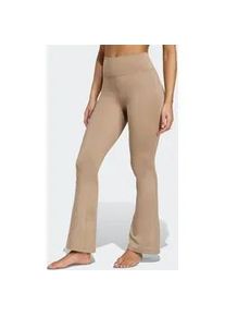 Trainingstights Adidas PERFORMANCE "ALLME ESS FLARE", Damen, Gr. L, N-Gr, chalky braun, chalky braun, Obermaterial: 85% Polyester, 15% Elasthan, Hosen, mit ausgestelltem Bein, aus weichem und dehnbarem Strickmaterial