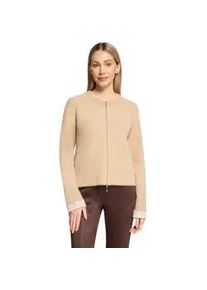 Strickjacke Betty Barclay "Damen mit Rei&szlig;verschluss", Damen, Gr. 40, beige, Strick, Obermaterial: 55% Polyester, 45% Polyamid, gerade normal, Rundhals, Strickjacken Strickjacke