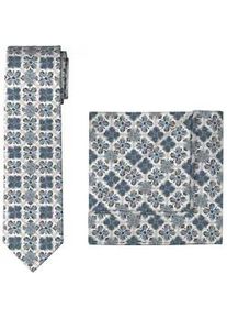 Krawatte OLYMP, Herren, bleu, Web, Baumwolle, gemustert, Krawatten, Set mit Einstecktuch