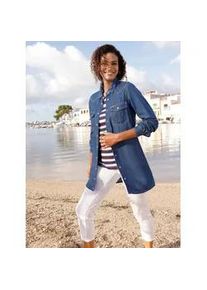Longbluse Casual Looks, Damen, Gr. 50, dunkelblau, 100% Baumwolle, unifarben, Blusen Longbluse