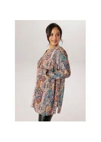 Longbluse ANISTON PLUS, Damen, Gr. 44, bunt, Web, Obermaterial: 100% Viskose, Paisley, l&auml;ssig geschnitten Po-bedeckend, Blusen Longbluse, mit farbharmonischen Paisleydruck - NEUE KOLLEKTION