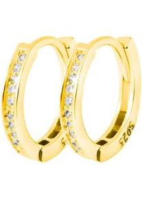 Adelia&acute;s Klappcreolen ADELIA ́S "Damen Ohrringe &ndash; Klappcreole aus 925 Silber mit Zirkonia", Damen, Gr. Damen, Silber 925 (Sterlingsilber), gold, Ohrringe Klappcreolen, Perfekt als Geschenk zum Muttertag