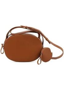 Schultertasche Harpa "Natalie", Damen, Gr. B/H/T: 9cm x 17cm x 23cm, cognac, Lederimitat, unifarben, Taschen Schultertasche, mit kleinem Anh&auml;nger-T&auml;schchen