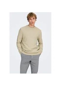 Only & Sons Strickpullover ONLY & SONS "ONSDAVE REG LS CREW NECK KNIT NOOS", Herren, Gr. M, silber lining detail:cloud dancer, Strick, Obermaterial: 100% Baumwolle, unifarben, regular fit normal, Rundhals, B&uuml;ndchen, Pullover Strickpullover, Baumwolle, regular fit