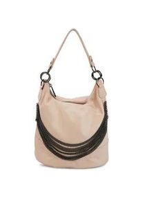 Schultertasche Harpa "Cher", Damen, Gr. B/H/T: 16cm x 26cm x 25cm, rosa, Lederimitat, unifarben, Taschen Schultertasche, aus changierendem Material, mit Ketten-Verzierung