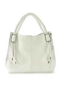 Schultertasche Harpa "Lettie", Damen, Gr. B/H/T: 10cm x 32cm x 43cm, wei&szlig;, Polyurethan (PU), unifarben, Taschen Schultertasche, mit geflochtenen Details