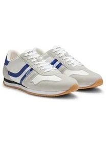 Sneaker BOSS ORANGE "Levon_Runn_", Herren, Gr. 41, grau, blau, wei&szlig;, Lederimitat, Textil, Schuhe Sneaker, Freizeitschuh, Halbschuh, Schn&uuml;rschuh mit Kontrastbes&auml;tzen