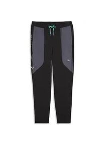 Trainingshose Puma "FLEX STRETCH Gewebte Trainingshose Herren", Damen, Gr. L, Normalgr&ouml;&szlig;en, schwarz vibrant gr&uuml;n, Obermaterial: 87% Polyester, 13% Elasthan; Taschenfutter: 100% Polyester, regular fit, Hosen Trainingshose