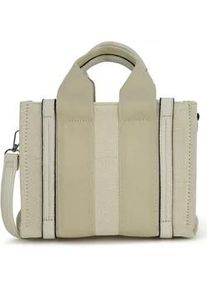 Schultertasche Harpa "TAMI", Damen, Gr. B/H/T: 24cm x 18cm x 24cm, ecru, Polyurethan (PU), mehrfarbig, Taschen Schultertasche, mit sportlichen Canvas-Streifen