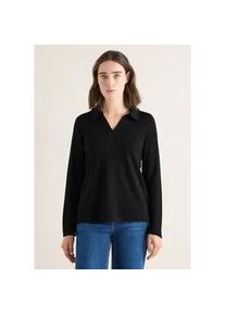 Langarmshirt Cecil, Damen, Gr. M (40), schwarz, Stoff, 48% Viskose, 32% Polyester, 20% Polyamid, unifarben, normal normal, hoch geschlossener Ausschnitt, abgesteppt, Shirts Langarmshirt, aus elastischem Materialmix