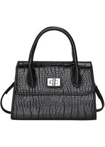 Schultertasche Harpa "MAIRA", Damen, Gr. B/H/T: 9cm x 15cm x 20cm, schwarz, Polyurethan (PU), mehrfarbig, Taschen Schultertasche, in Krokoleder-Optik