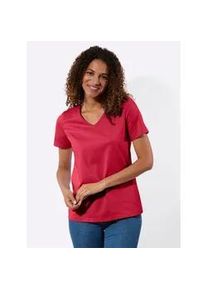 Kurzarmshirt Casual Looks "2er-Pack Shirts", Damen, Gr. 52, rot, ecru, 100% Baumwolle, unifarben, V-Ausschnitt, Shirts
