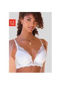 Schalen-BH Lascana, Damen, Gr. 75, Cup D, beige (creme), Spitze, Obermaterial: 60% Polyamid, 35% Polyester, 5% Elasthan, BHs Schalen-BH, mit B&uuml;gel & dekorativem V-B&uuml;gel, sexy Dessous