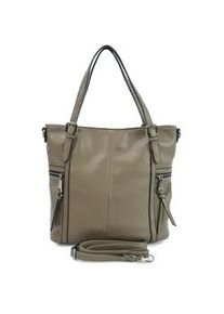 Schultertasche Harpa "TALIA", Damen, Gr. B/H/T: 40cm x 31cm x 40cm, taupe, Kunstfaser, unifarben, Taschen Schultertasche, mit seitlichen Rei&szlig;verschlussf&auml;chern