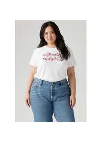 Levi's T-Shirt LEVI'S PLUS "PL PERFECT TEE", Damen, Gr. XL (46/48), plus blake brushstroke bw fill hellwei&szlig;, Single Jersey, Obermaterial: 100% Baumwolle, Shirts T-Shirt