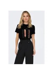 Kurzarmshirt Only "ONLKITA LIFE REG S/S MIX TOP CS JR", Damen, Gr. XS, schwarz print:animal stripe, Jersey, Obermaterial: 100% Baumwolle, bedruckt, normal, Rundhals, Shirts