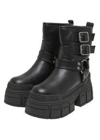 Stiefel Buffalo "Buffalo GOSPHER BOOTIE HARNESS - VEGAN NAPPA", Damen, Gr. 40, schwarz, Polyurethan, unifarben, Schuhe Stiefel