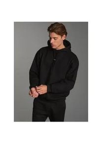 Kapuzensweatshirt TRIGEMA "TRIGEMA Hoodie mit modischem Logo-Weblabel", Herren, Gr. M, schwarz, 70% Baumwolle, 30% Polyester, Basic, Sweatshirts