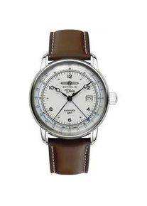 Automatikuhr Zeppelin "100 Jahre, Automatic GMT", braun, Armbanduhren, Herren, Automatikuhr, Armbanduhr, Herrenuhr, Datum, Made in Germany